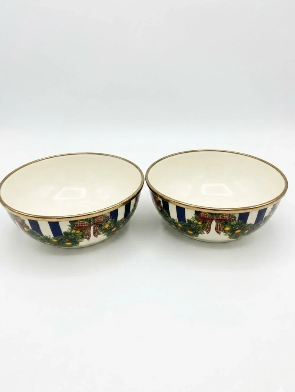 Mackenzie Childs Evergreen Enamel Bowls- Set Of 2
